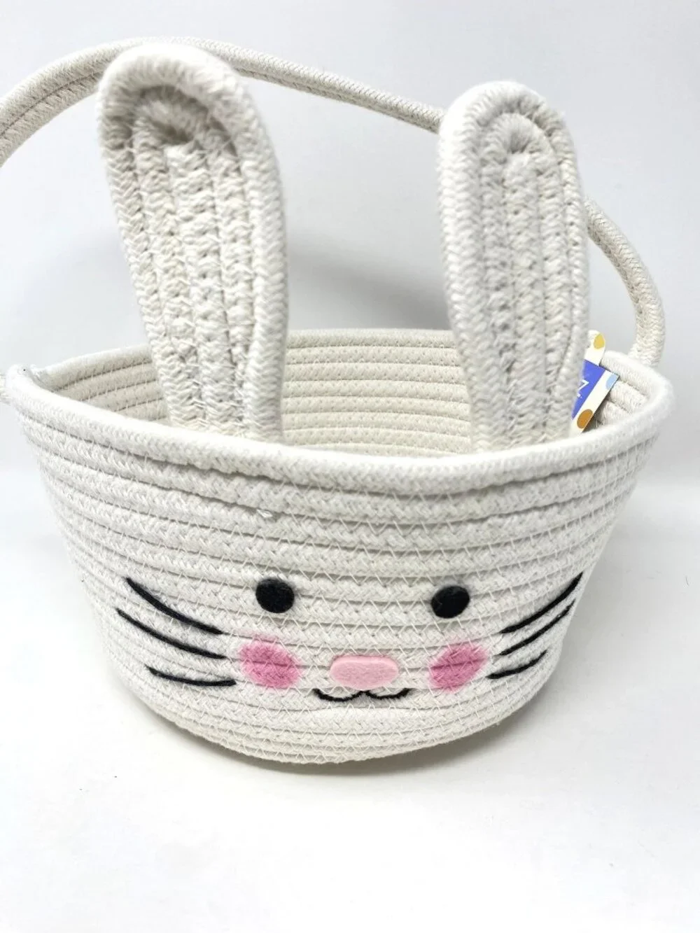 Easter Bunny Rope Basket Off-White - Spritz™ Plush Bunny Figure Egg Hunt Treats